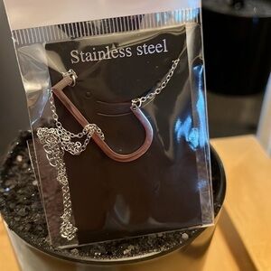 Initial necklace stainless steel slant design